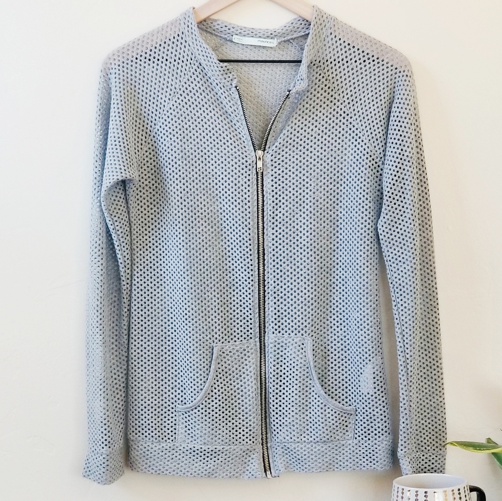 Maurice's "fishnet" zip up sweater (M)